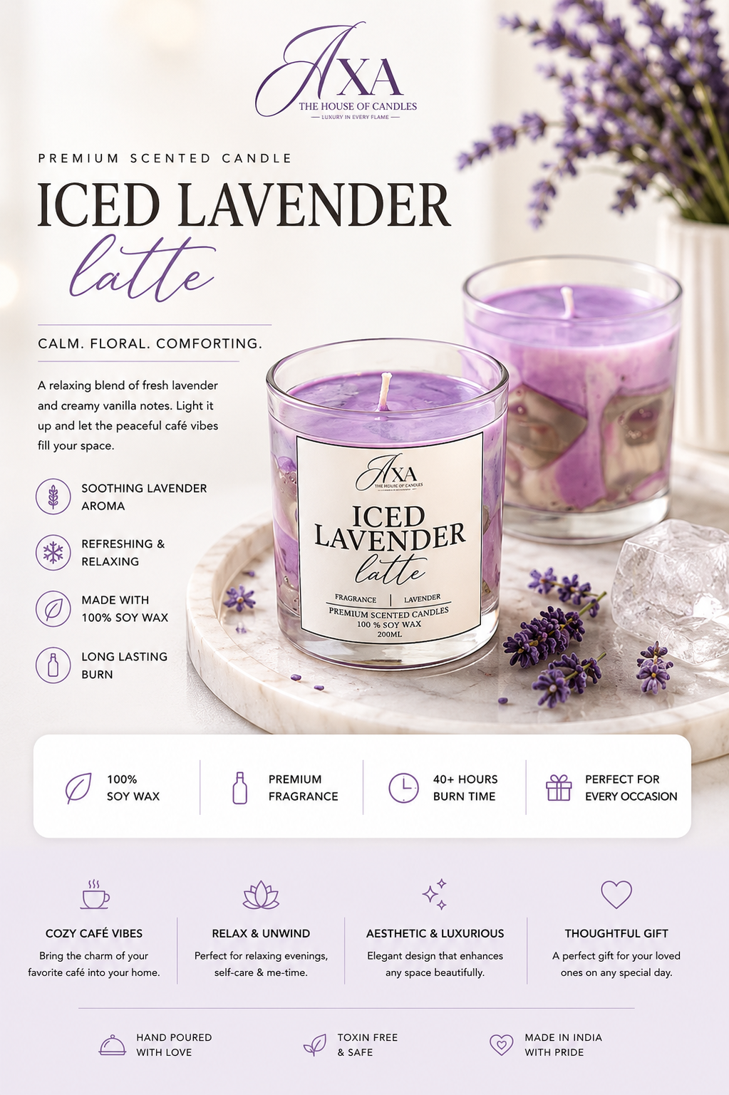 ICED LAVENDER LATTE {GLASS CANDLE}