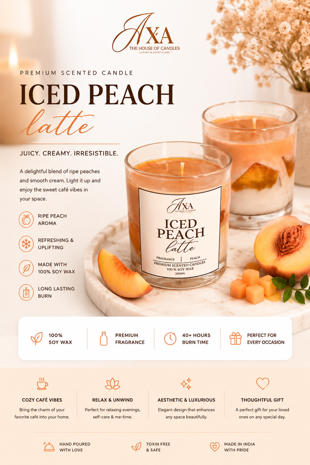 ICED PEACH LATTE {GLASS CANDLE}