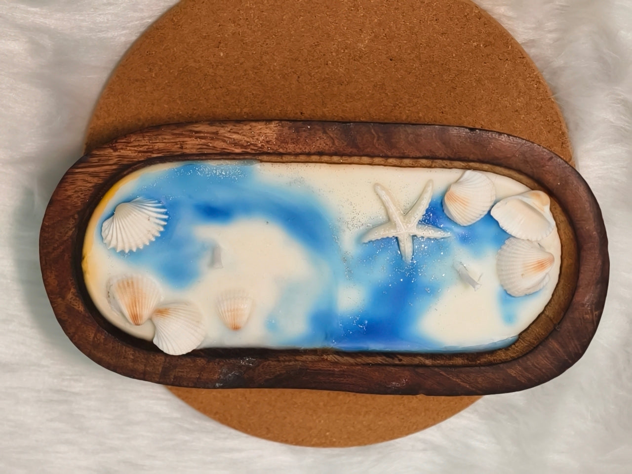 Wooden Candle Aqua