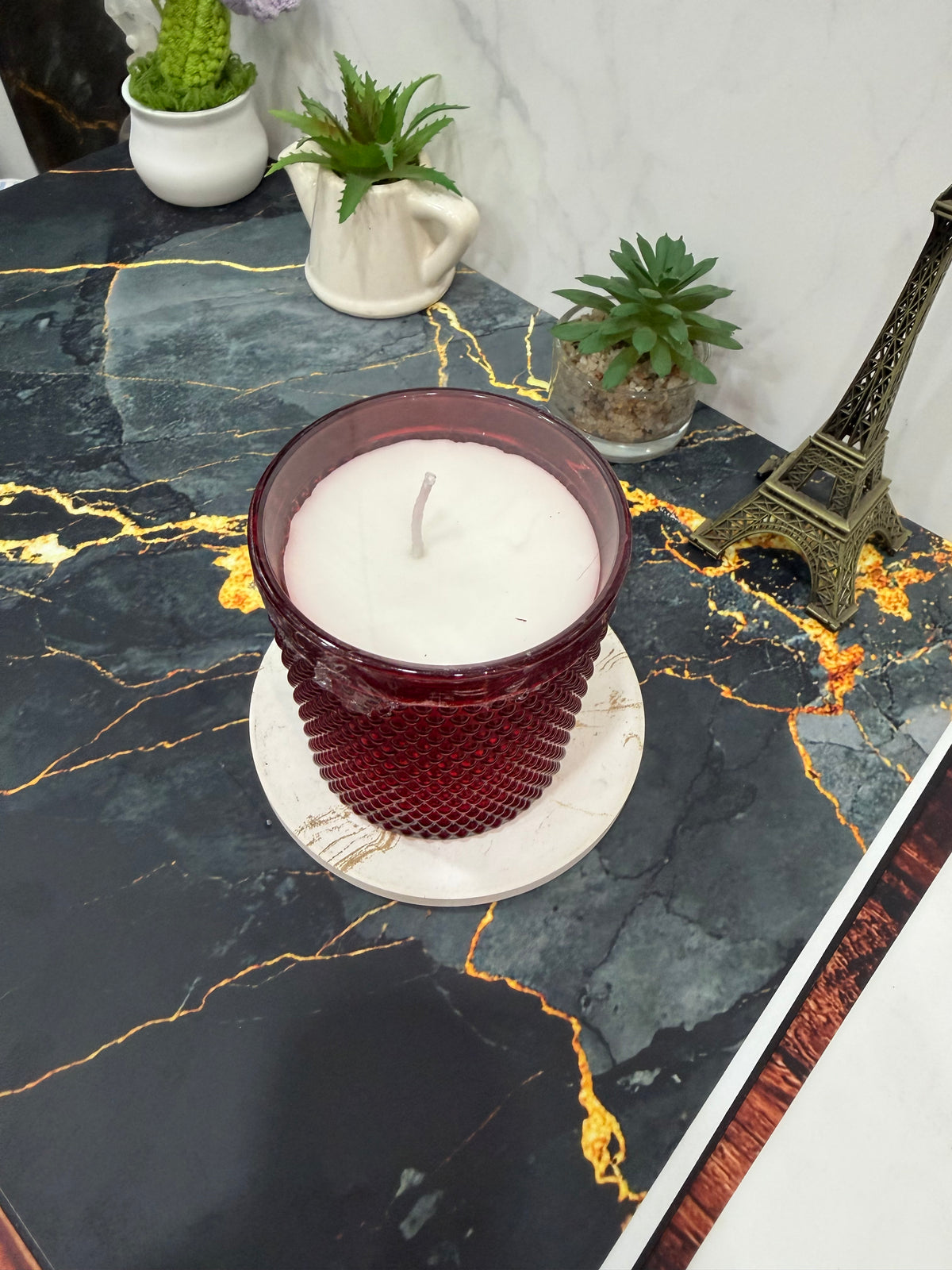 GLASS CANDLE RED
