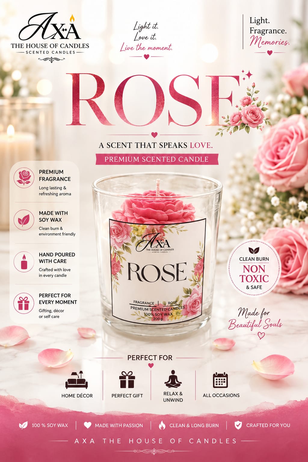 ROSE  {GLASS CANDLE}