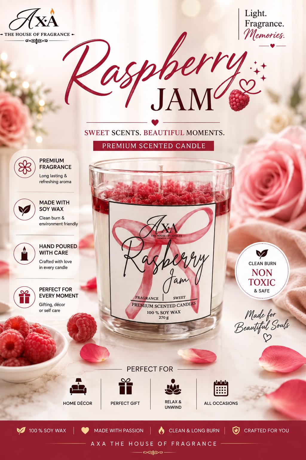 RASPBERRY JAM {GLASS CANDLE}