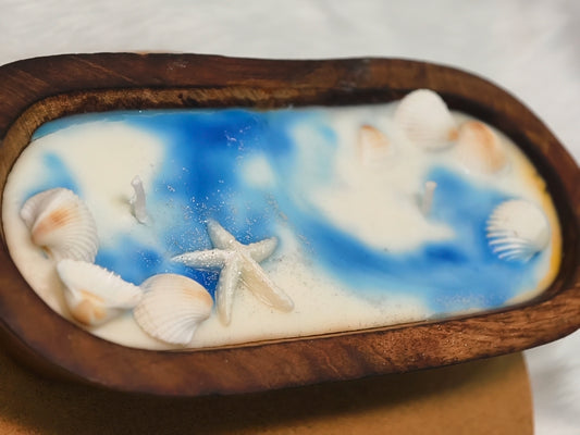 Wooden Candle Aqua