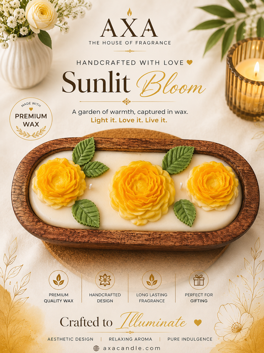 WOODEN TRAY CANDLE {YELLOW} 8×4 inch