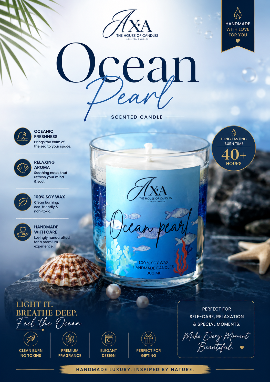 Ocean Pearl Glass Candle