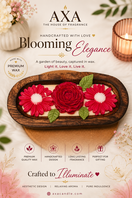 WOODEN TRAY CANDLE {RED} 8×4 inch
