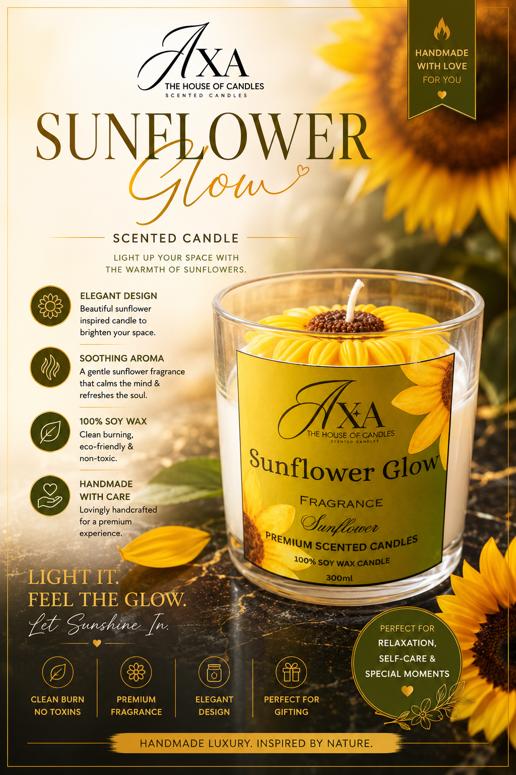 Sunflower Glow (Glass Candle)
