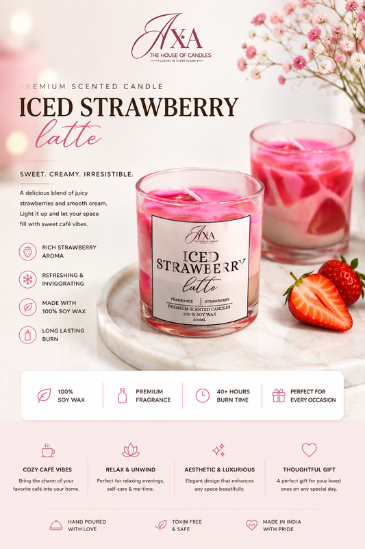 ICED STRAWBERRY LATTE {GLASS CANDLE}