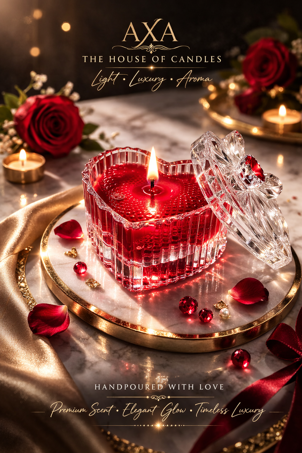 CRYSTAL HEART CANDLE