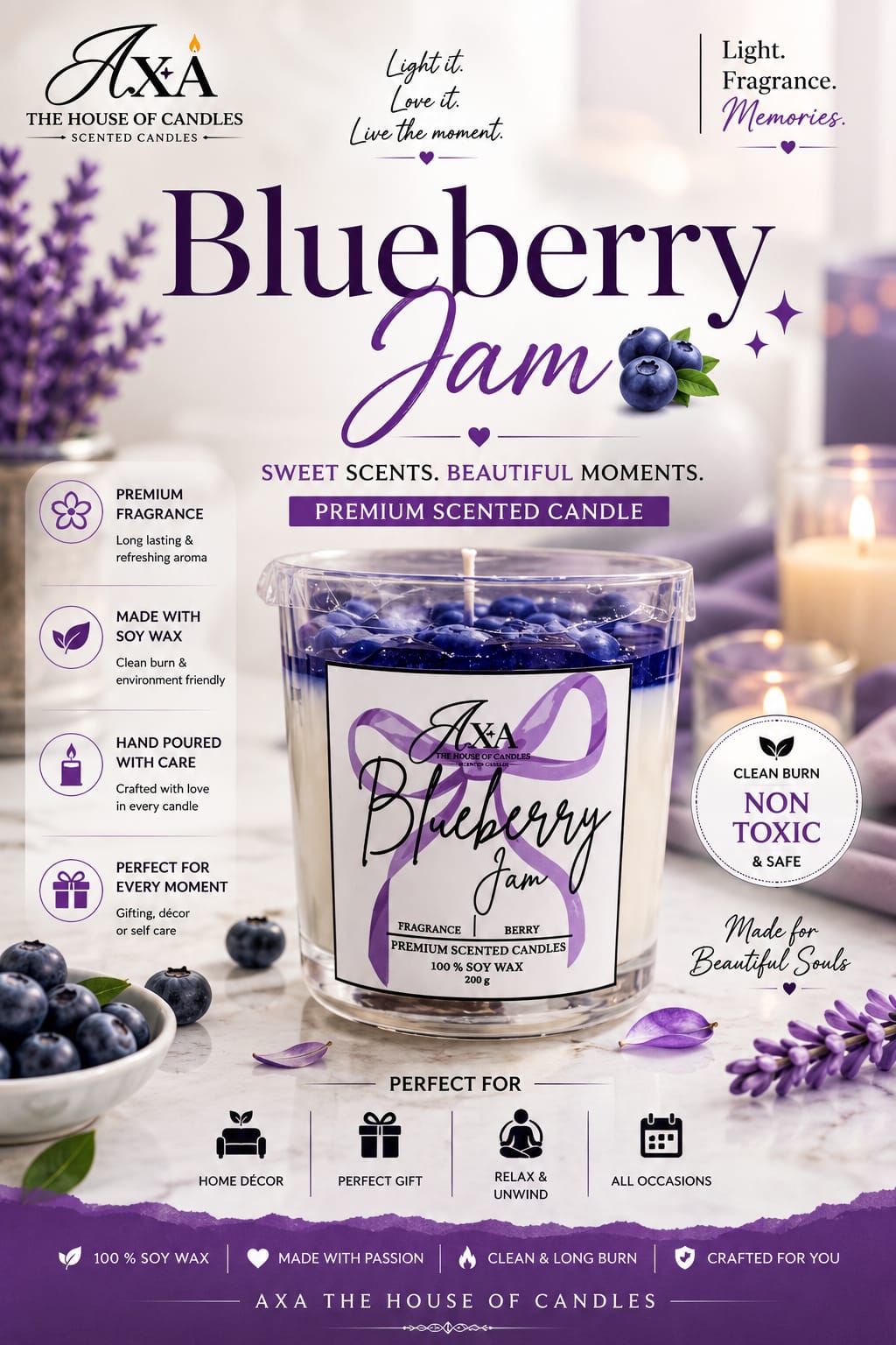 BLUEBERRY JAM (GLASS CANDLE)